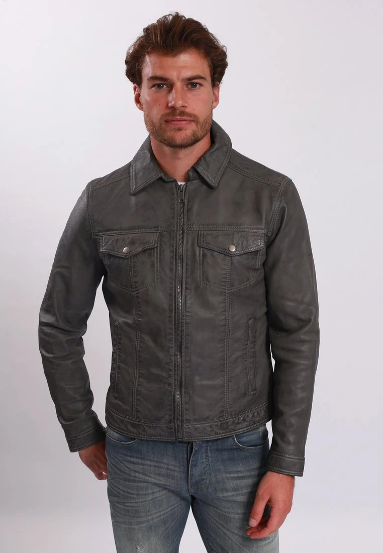 Lee Cooper Leren Jas - Vintage Grey 1 Lee Cooper Leren Jas - Vintage Grey