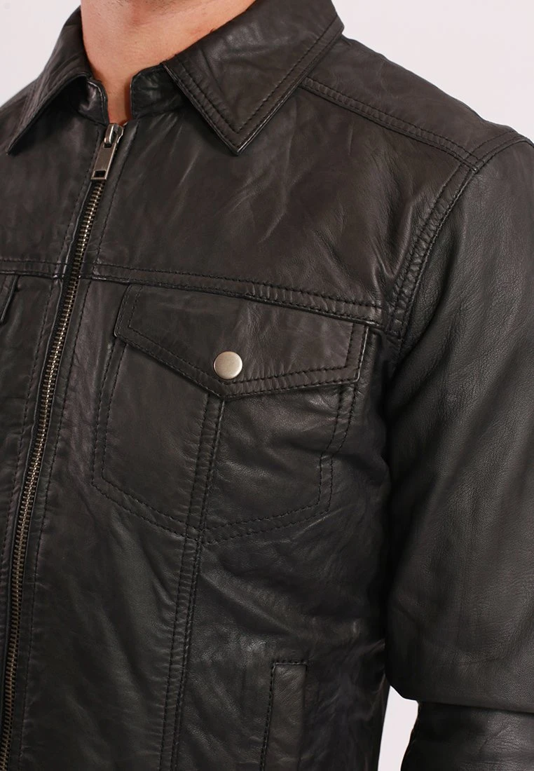 Lee Cooper Leren Jas - Vintage Black 4 Lee Cooper Leren Jas - Vintage Black - Afbeelding 4